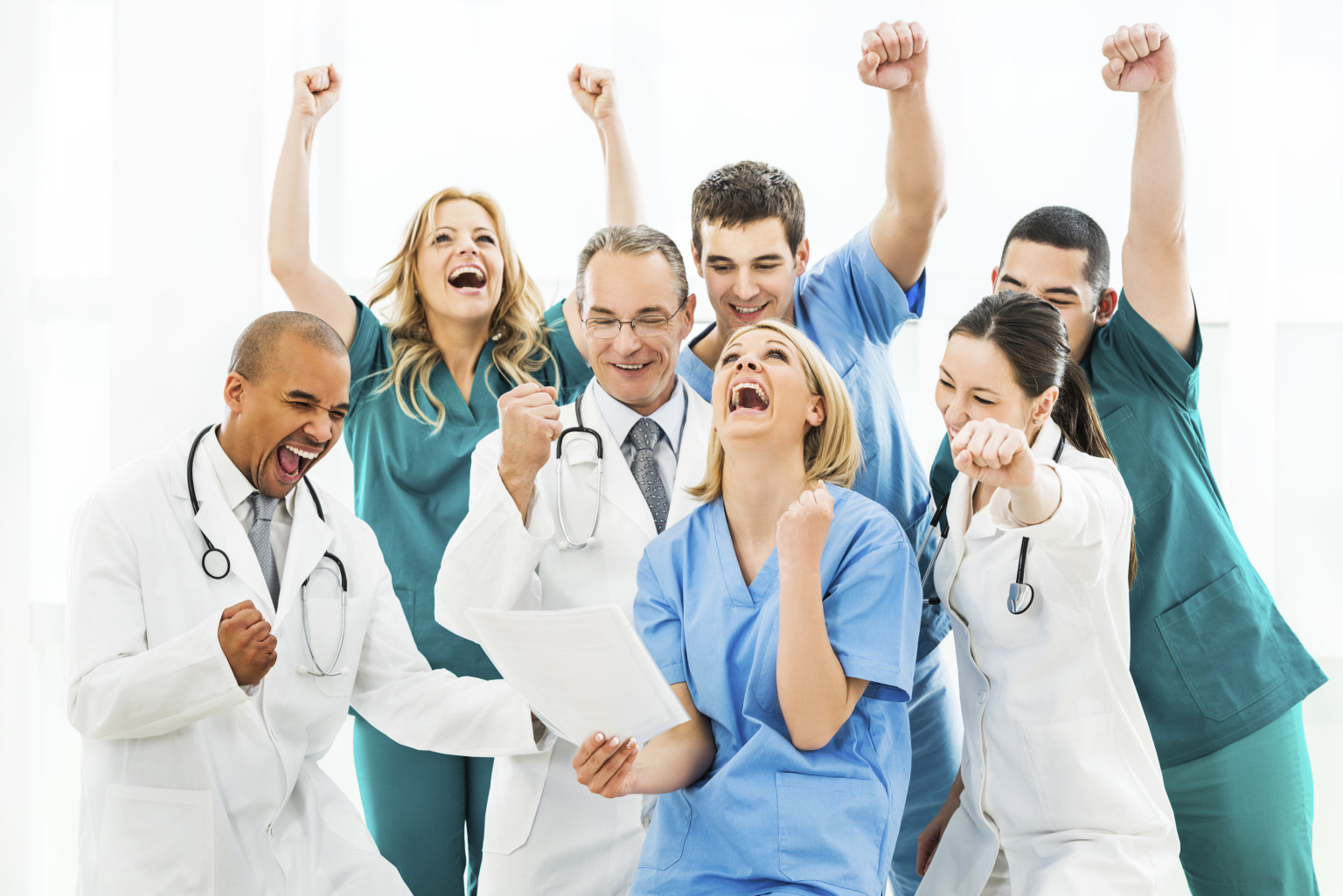 Ecstatic group of doctors.